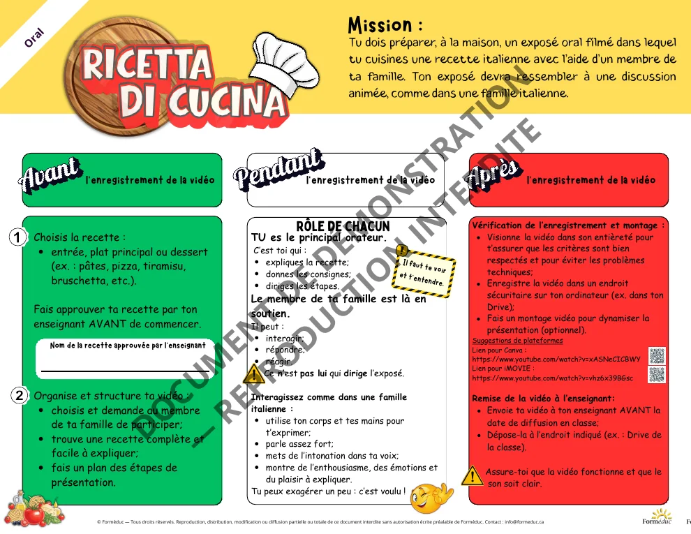 Projet Ricetta di cucina — Vol 101