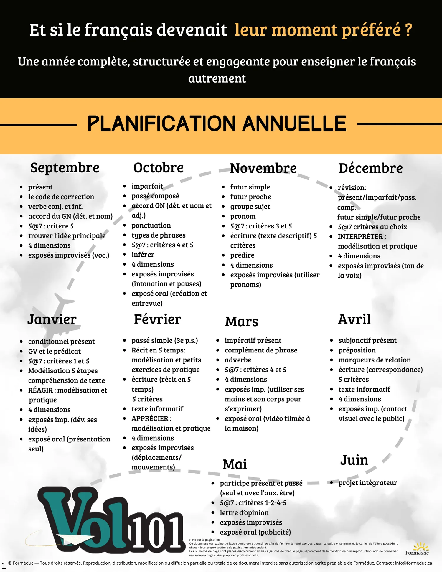 Planification annuelle 5e année — Vol 101
